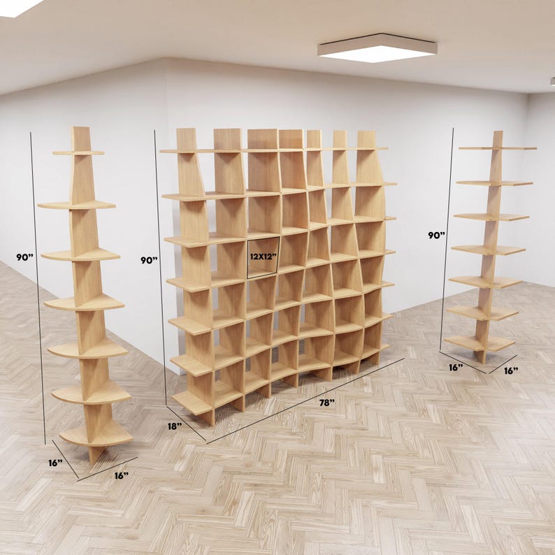 Expandable Organic Bookcase CNC Plan: Library Shelving (digital ...