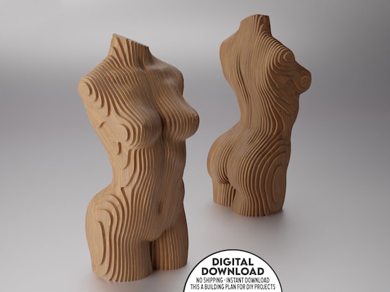 Parametric Woman Torso: Wooden Statue Art, CNC Cutting File (Digital File)
