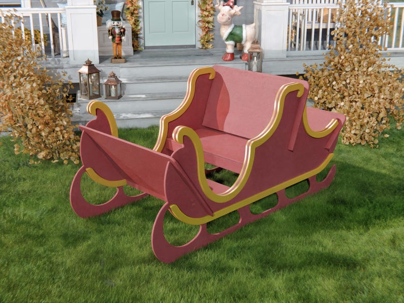 Christmas Sleigh DIY Woodworking Plan Wooden Santa Sleigh (CNC Cutting Files) image 5