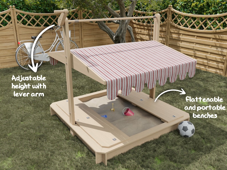 Sandbox Plan With Canopy and Benches: DIY Backyard Project (digital ...