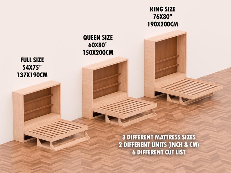 DIY Murphy Bed Plan With Desk & Shelves Horizontal (Full, Queen and King Sizes) image 6