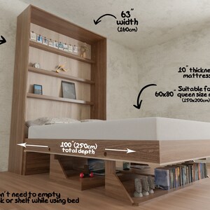 DIY Murphy Bed Plan With Desk &amp; Shelves, Plan to Build a Murphy Bed ...