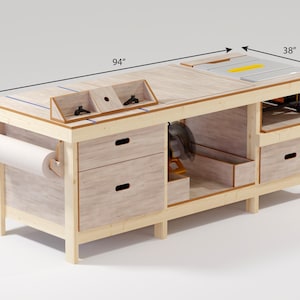 Table Saw, Miter, Router Workbench Plan for Ultimate Usability, Rotating Profile Saw image 2