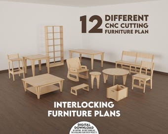 CNC Furniture Plans: 12 Interlocking Designs (Digital Download)