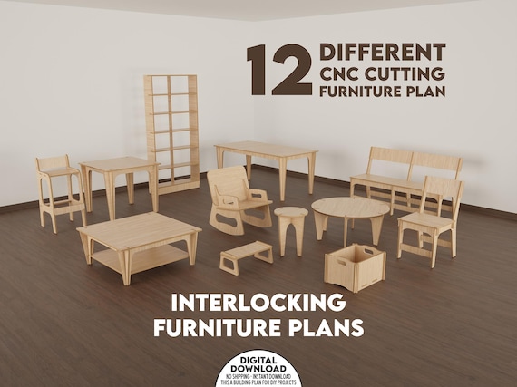 CNC Furniture Plans: 12 Interlocking Designs (Digital Download)