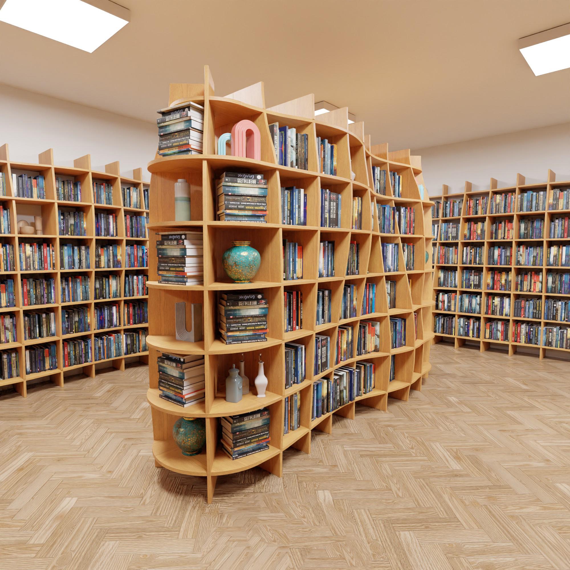 Expandable Organic Bookcase CNC Plan: Library Shelving (digital ...
