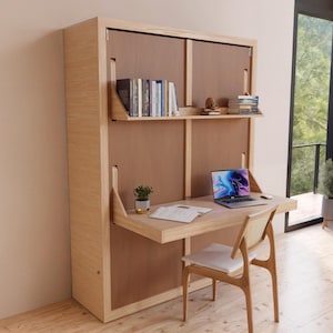 DIY Murphy Bed Plan: Alle Sizes with Schreibtisch & Regale Vertikal (PDF Printable Guide) Bild 2