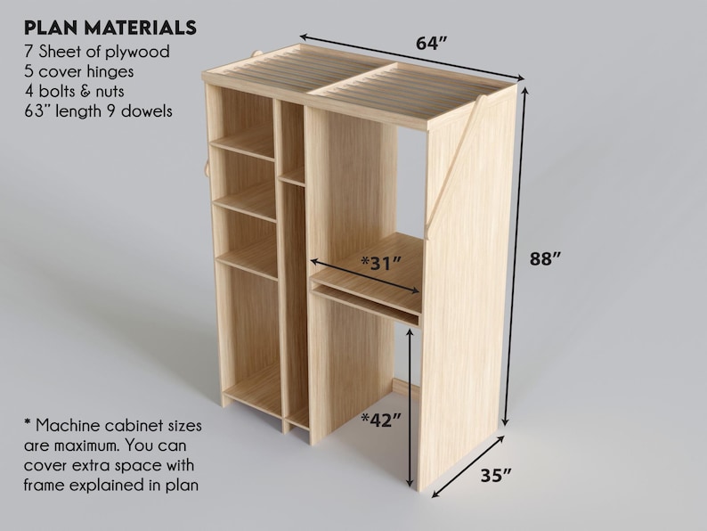 DIY Multifunctional Laundry Plans Washer Dryer Unit, Shelves