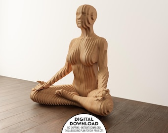 Yoga Pose Woman Statue CNC Plan: DIY Woodworking Model (Digital File)
