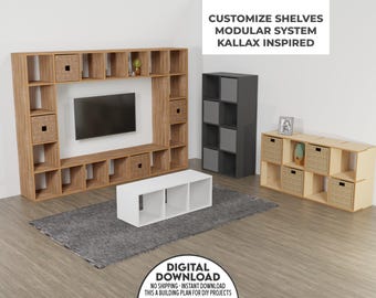 Modular Shelf Plan: Kallax Style Bookcase Blueprint (Digital Download)