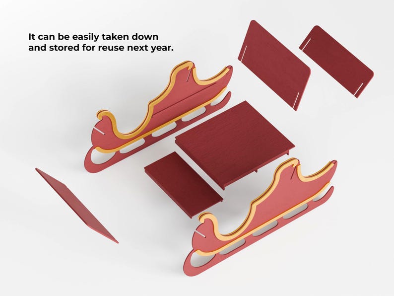 Christmas Sleigh DIY Woodworking Plan Wooden Santa Sleigh (CNC Cutting Files) image 4