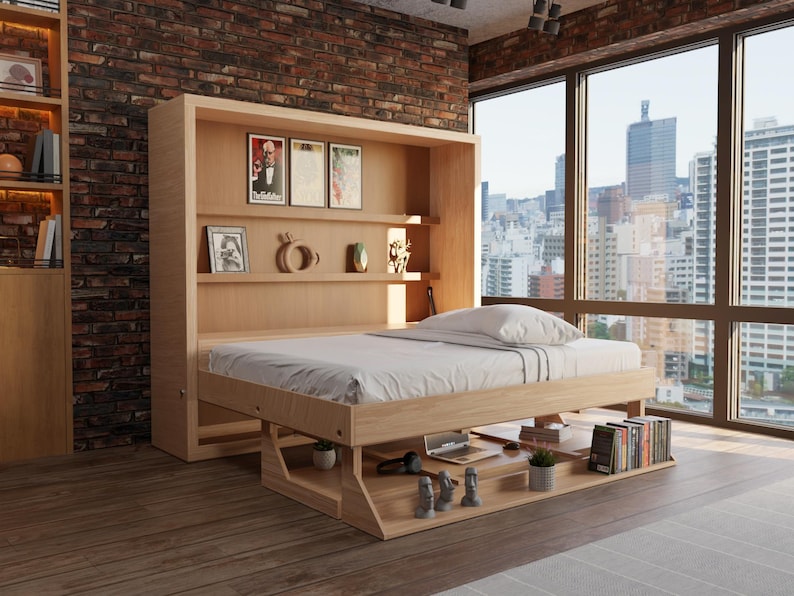 DIY Murphy Bed Plan With Desk & Shelves Horizontal (Full, Queen and King Sizes) image 3