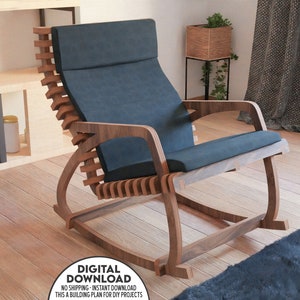 Rocking Chair Plan, CNC Cutting Plan, TV Watching Chair, Terrace & Garden Chair, Wooden Reading Chair, Housewarming Gift, Terrace Furnitures