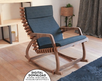 Rocking Chair Plan, CNC Cutting Plan, TV Watching Chair, Terrace & Garden Chair, Wooden Reading Chair, Housewarming Gift, Terrace Furnitures