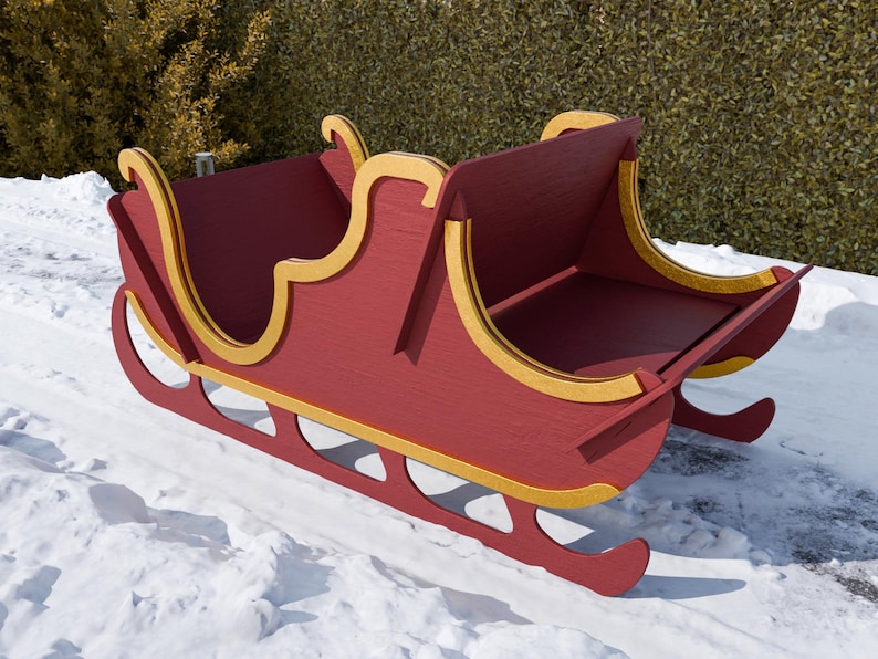 Christmas Sleigh DIY Woodworking Plan Wooden Santa Sleigh (CNC Cutting Files) image 3