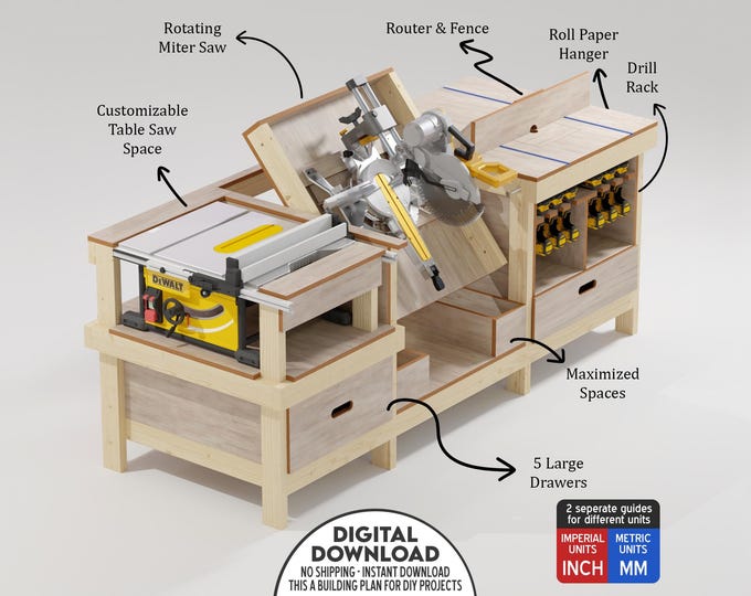 Table Saw, Miter, Router Workbench Plan for Ultimate Usability, Rotating Profile Saw