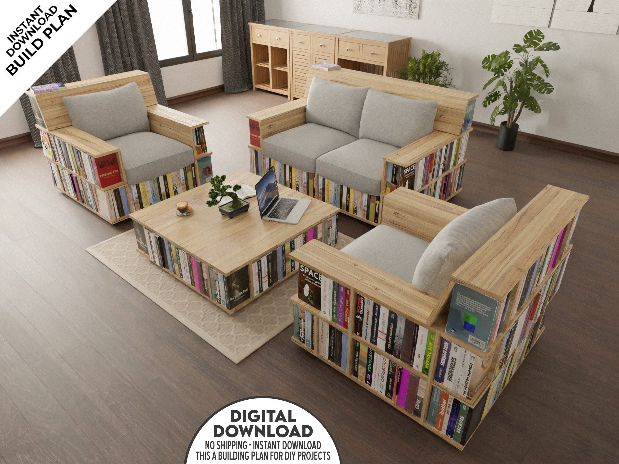 Coffee Table With Bookshelf Etsy UK