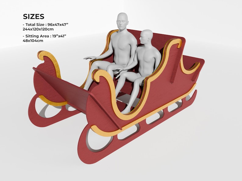 Christmas Sleigh DIY Woodworking Plan Wooden Santa Sleigh (CNC Cutting Files) image 7
