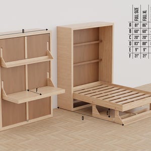 DIY Murphy Bed Plan: Alle Sizes with Schreibtisch & Regale Vertikal (PDF Printable Guide) Bild 9