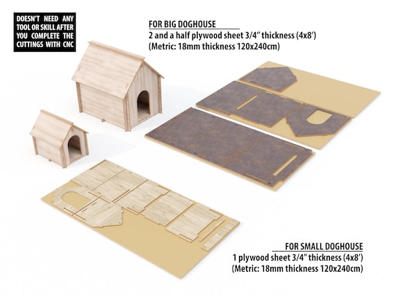 CNC犬小屋の設計図：DIY屋外木製犬小屋、大小サイズ - Etsy 日本
