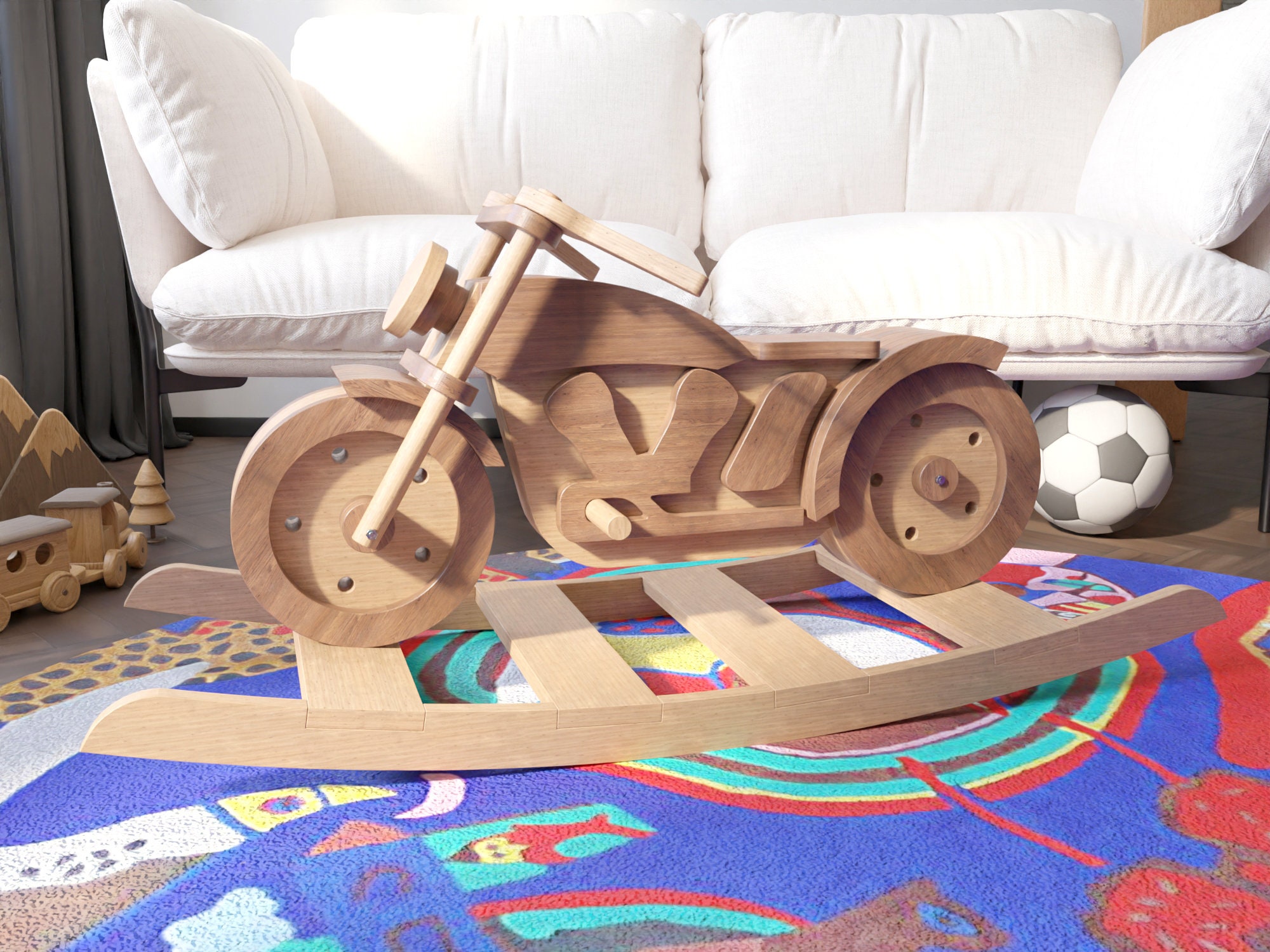 Rocking Motorcycle Cutting Plan: SVG DXF, Wooden Baby Toy (digital ...