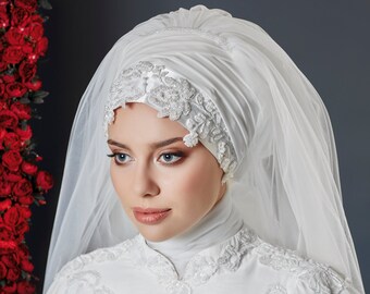 white wedding hijab