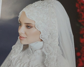 white wedding hijab
