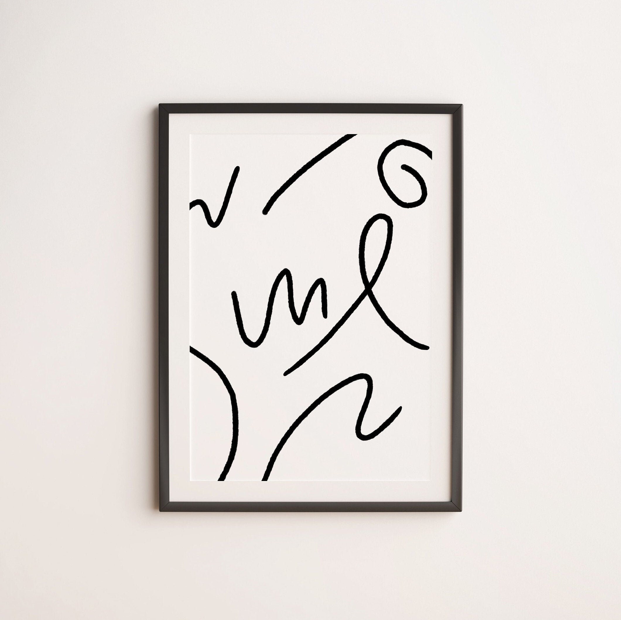 Set of 3 Prints Line Wall Art Modern Art Black&white Art Etsy UK