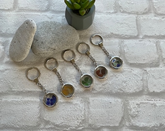 Sea glass and pottery double sided Keyring, Pottery lovers gift, Sea themed gift, Sisters birthday, Floating key chain, Genuine sea glass