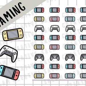 Gaming themed stickers sheet - cute gaming doodles for your planner and journal
