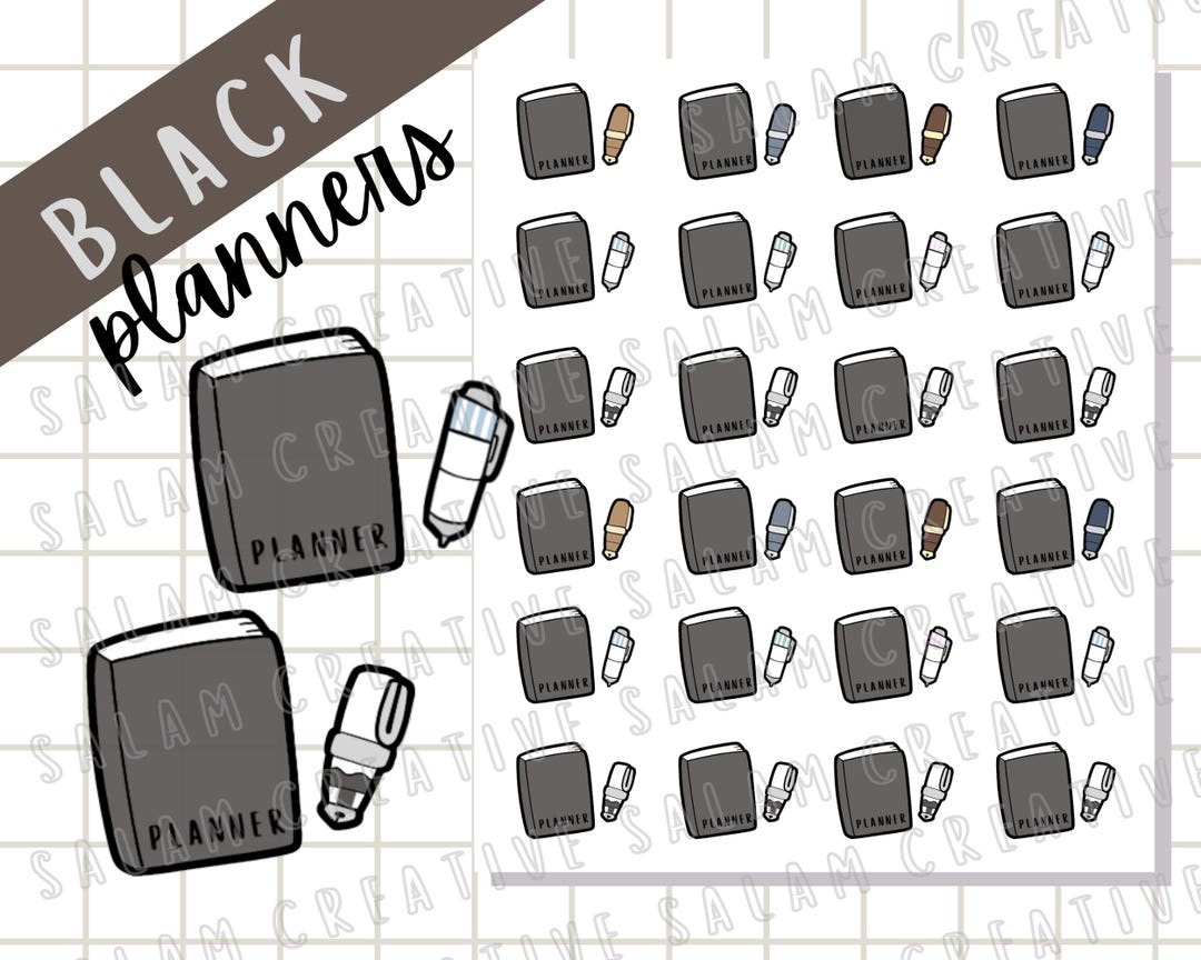 Black Planner Sticker Sheet - Hobonichi Style Stickers for Your Planner ...