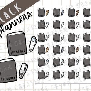 Feuille d'autocollants noirs pour agenda - Stickers style Hobonichi pour votre agenda, votre journal et - bien - Hobonichi !