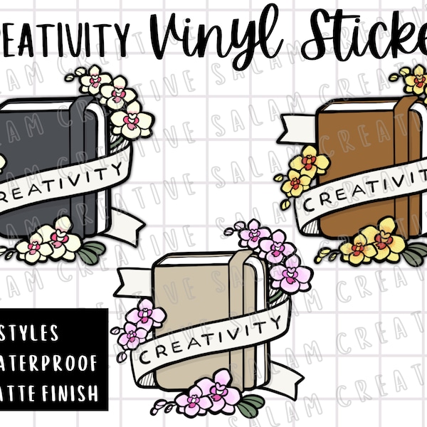 CREATIVITY Die cut sticker - waterproof vinyl bujo/notebook floral sticker for all creatives and stationery obsessed