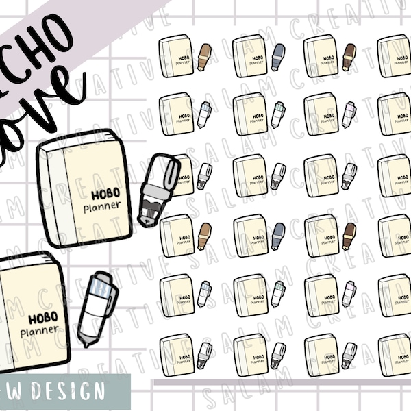 Techo love sticker sheet - Hobonichi style stickers for your planner, journal and -well - Hobonichi!