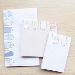 BLOCCHI DI NOTE ADESIVE - 3 dimensioni e design - graziosi piccoli blocchi di carta con scarabocchi di penna e cancelleria per elenchi, appunti e messaggi nella tua agenda