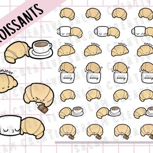 CROISSANTS-stickervel - bakkerij, croissantstickers, leuke traktaties voor je planner en dagboek