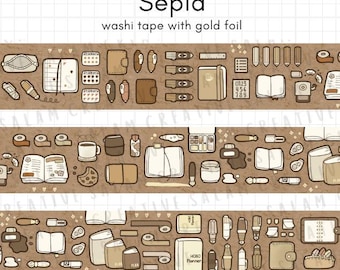 Schreibwaren LOVE SEPIA Washi Tape 20 mm Goldfolie Stifte Notizbücher Planer Deko