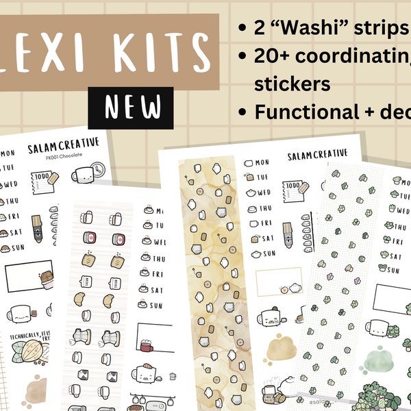 FLEXI KIT sticker sheet - matching functional and deco planning and journaling stickers- Choose your theme -fits hobonichi cousin and more