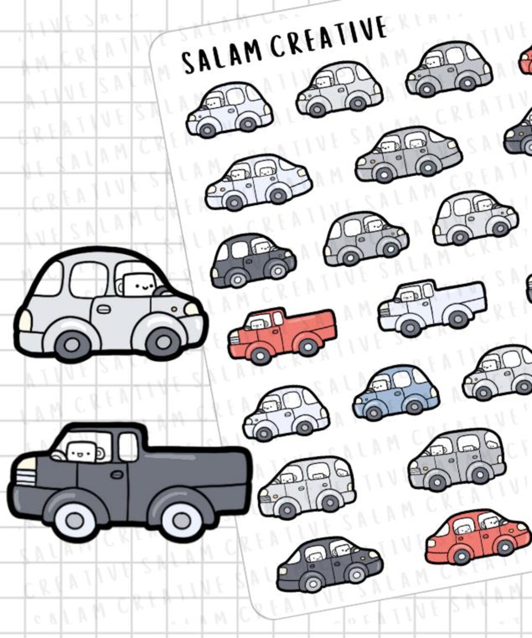 CARS Sticker Sheet - Car Truck Mini Van Themed Stickers for Your ...
