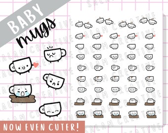 BABY MUGS Stickerbogen - NEUES Design! Baby thematische Charakter Aufkleber für Ihren Planer, Journal und Hobonichi