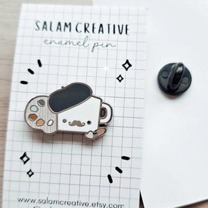 Make Art ENAMEL PIN - artist painter cute mug character silver decorative pin
