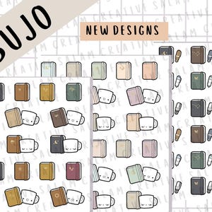 Foglio di adesivi per pianificatore di bullet journal - Bullet journal e adesivi per scarabocchiare tazze carini