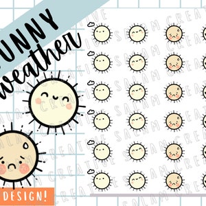 Foglio di adesivi SUNNY WEATHER - adesivi con personaggi a tema sole primaverile/estivo per la tua agenda e il tuo diario