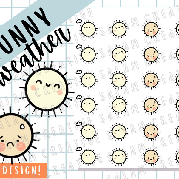 SUNNY WEATHER stickervel - karakterstickers met lente/zomerzon-thema voor uw planner en dagboek