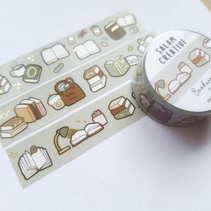 Washi Tape BOOKWORM foiled 20mm Doodle Design in 3 dezenten Farben mit einem Hauch von Bling ideal für eure Journale und Planer Bild 6