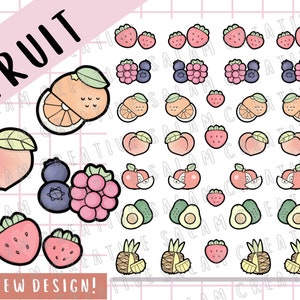 Foglio di adesivi FRUTTA - foglio di adesivi 5 al giorno a tema alimentazione sana per i tuoi planner e diari