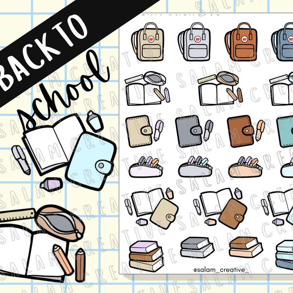 BACK TO SCHOOL sticker sheet - notebooks, planners and pens! stationery themed stickers for your planner and journal