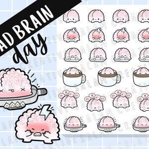 Stickervel BAD BRAIN DAY - gevoelens, leuke personagestickers met thema geestelijke gezondheid voor je dagboek en planner
