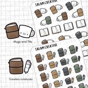 Stickers voor notitieboeken voor reizigers - met of zonder mok - stickervel met TN-thema voor je dagboek en planner