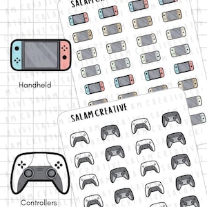 GAMING Stickerbogen - Videospiele Aufkleber im Controller Stil für deinen Planer und dein Journal